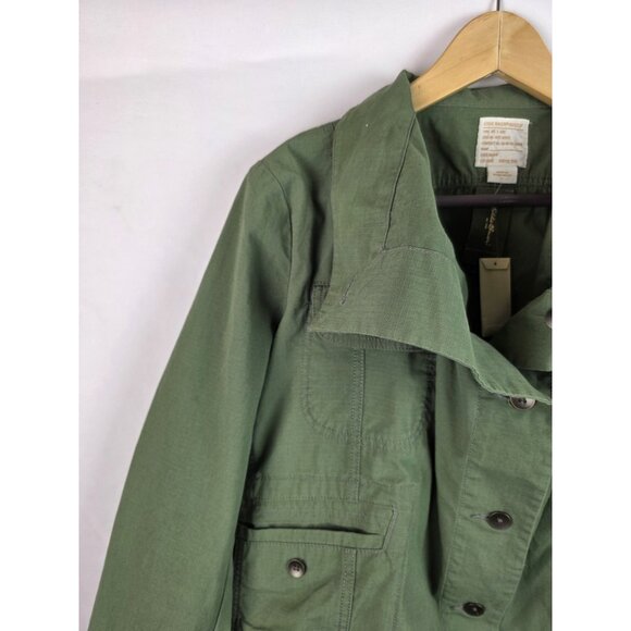 Eddie Bauer Ripstop Women's Jacket Size Large Green Cropped Military Coat - Picture 3 of 16